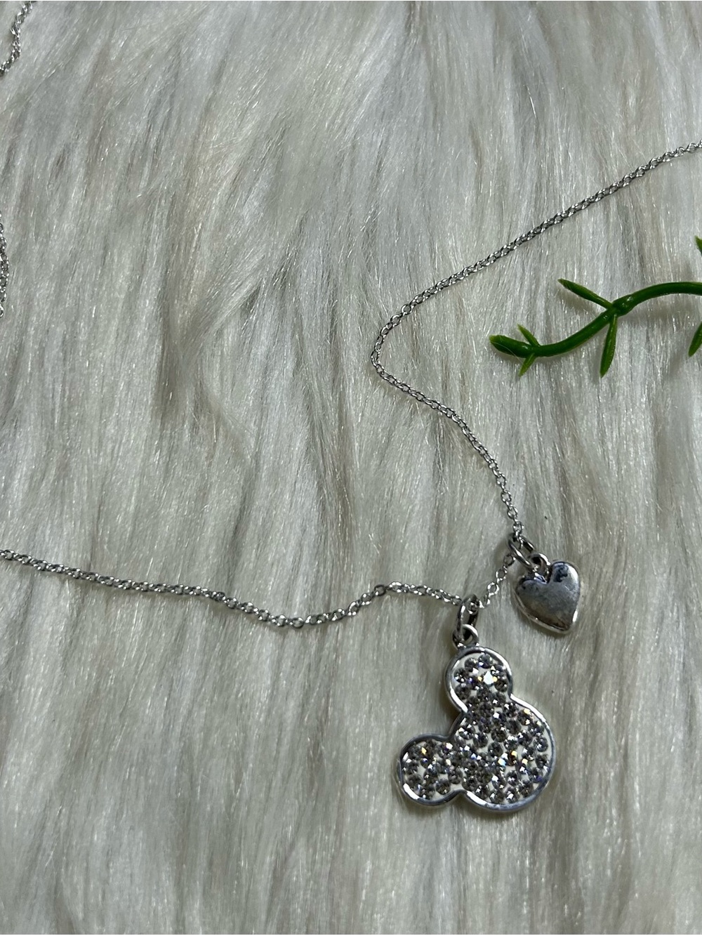 Disney Silver Crystal Mickey Pendant Necklace